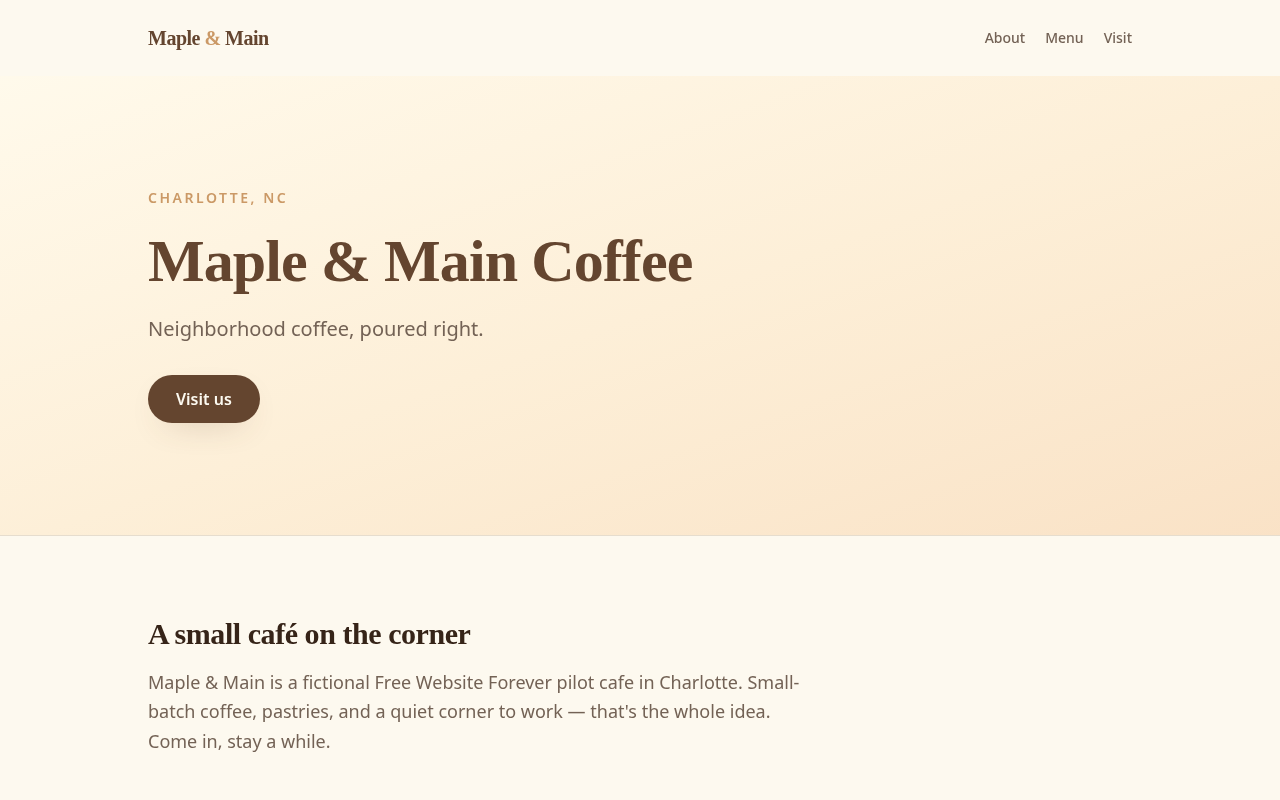 Maple & Main Coffee website